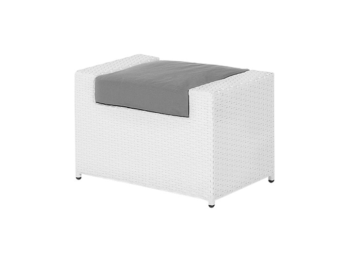Zestaw mebli ogrodowych 5-osobowy biały rattan szare poduszki sofa 2 fotele pufa stolik Tworzywo sztuczne Aluminium Zestawy wypoczynkowe Technorattan Kategoria Zestawy mebli ogrodowych