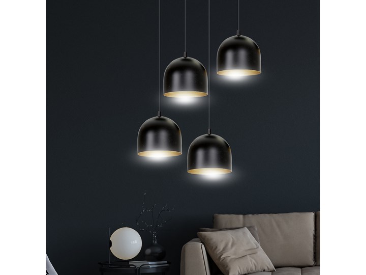 AERO 4 BLACK / GOLD 246/4 lampa wisząca regulowana czarny klosz złoty środek Metal Lampa z kloszem Kategoria Lampy wiszące