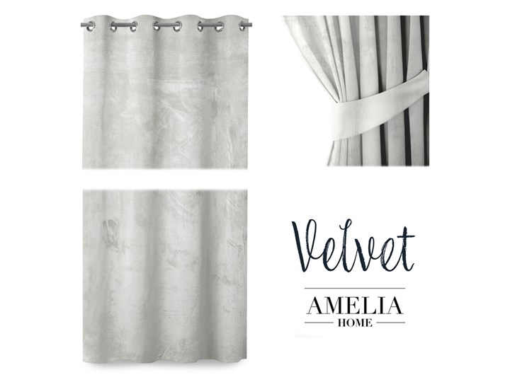 Biała zasłona z aksamitną powierzchnią AmeliaHome Velvet, 140x245 cm Kolor Biały Bawełna Typ Zasłony gotowe