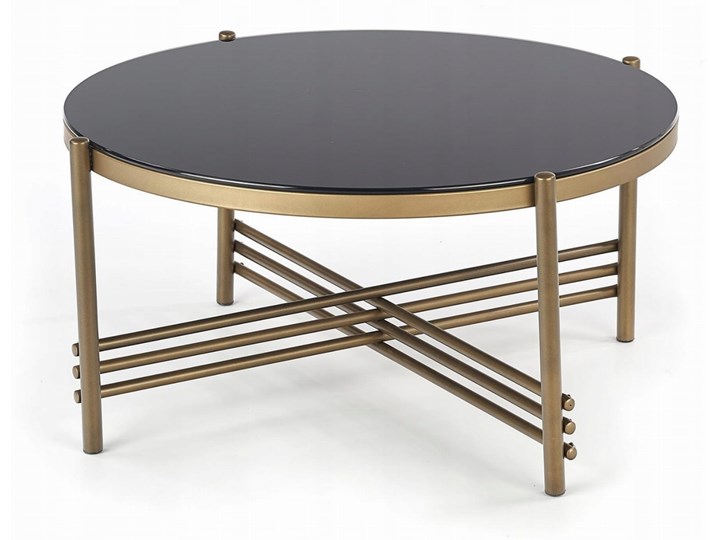Ława ISMENA Czarne Szkło Halmar Metal Wysokość 41 cm Stolik Stal Styl Glamour