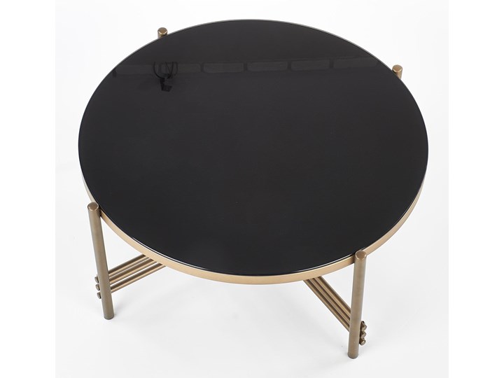Ława ISMENA Czarne Szkło Halmar Stolik Styl Nowoczesny Wysokość 41 cm Metal Stal Kolor Czarny
