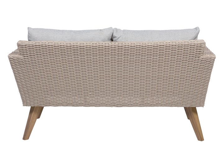 Zestaw mebli ogrodowych 4-osobowy wypoczynkowy szaro-brązowy technorattan sofa dwa fotele poduszki stolik kawowy Zestawy wypoczynkowe Stal Styl Nowoczesny Tworzywo sztuczne Zestawy kawowe Kategoria Zestawy mebli ogrodowych