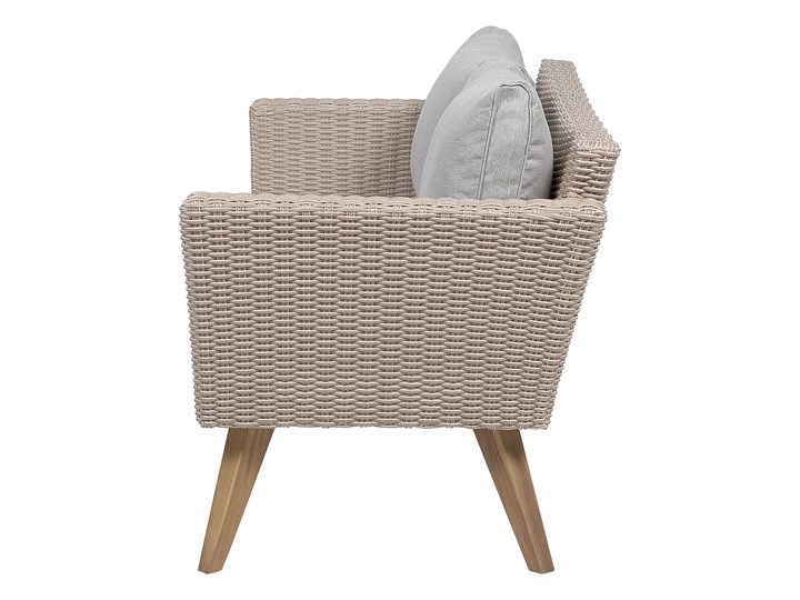 Zestaw mebli ogrodowych 4-osobowy wypoczynkowy szaro-brązowy technorattan sofa dwa fotele poduszki stolik kawowy Tworzywo sztuczne Zestawy kawowe Zestawy wypoczynkowe Stal Kategoria Zestawy mebli ogrodowych Styl Nowoczesny