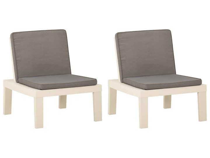 vidaXL Krzesła ogrodowe z poduszkami, 2 szt., plastik, białe Kolor Zielony Tworzywo sztuczne Kolor Szary