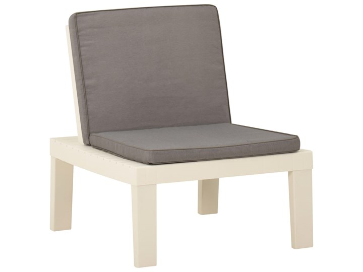vidaXL Krzesła ogrodowe z poduszkami, 2 szt., plastik, białe Tworzywo sztuczne Kolor Szary