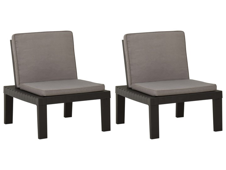vidaXL Krzesła ogrodowe z poduszkami, 2 szt., plastik, szare Tworzywo sztuczne Kolor Czarny
