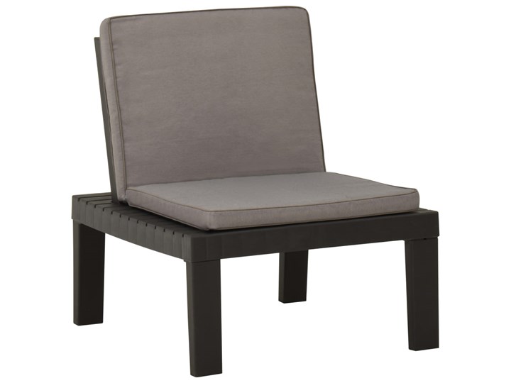 vidaXL Krzesła ogrodowe z poduszkami, 2 szt., plastik, szare Kolor Czarny Tworzywo sztuczne Kolor Szary