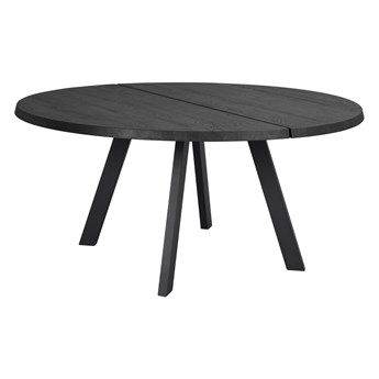 Stół czarny drewniany blat jesion czarne metalowe nogi Ø160x75 cm