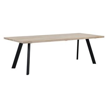 Stół bielony drewniany blat dąb czarne metalowe nogi 240x100 cm