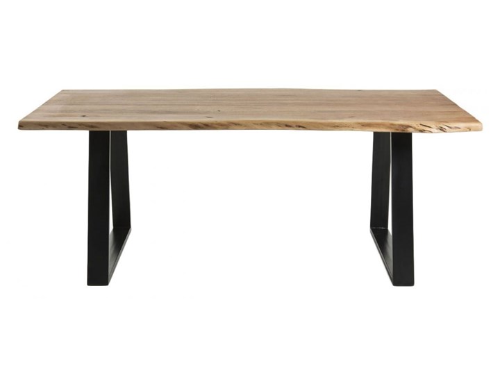 Stół Alaia z litego drewna akacjowego i stali nogi z czarnym wykończeniem 160 x 90 cm Metal Rozkładanie Drewno Liczba miejsc Do 6 osób