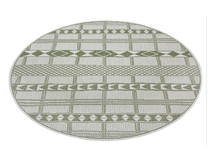 Zielono-beżowy dywan odpowiedni na zewnątrz Ragami Madrid, ø 120 cm Dywany Pomieszczenie Salon Syntetyk Okrągły 120x120 cm Pomieszczenie Balkon i taras