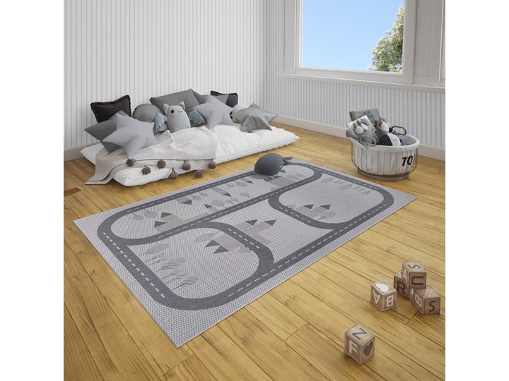 Szary dywan dla dzieci Ragami Roads, 120x170 cm Syntetyk Prostokątny Dywany Pomieszczenie Pokój przedszkolaka