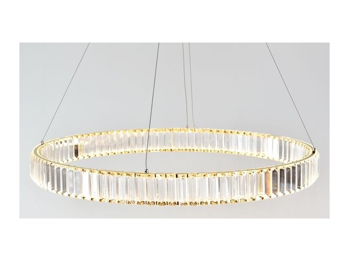 MCODO :: Kryształowy złoty żyrandol led Prisma 48W z barwą ciepłą 3000K ring 80cm Metal Lampa z kryształkami Lampa z kloszem Lampa LED Styl Klasyczny