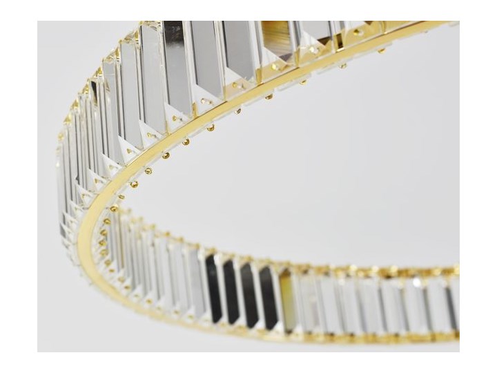 MCODO :: Kryształowy złoty żyrandol led Prisma 48W z barwą ciepłą 3000K ring 80cm Lampa z kloszem Lampa z kryształkami Metal Lampa LED Styl Nowoczesny