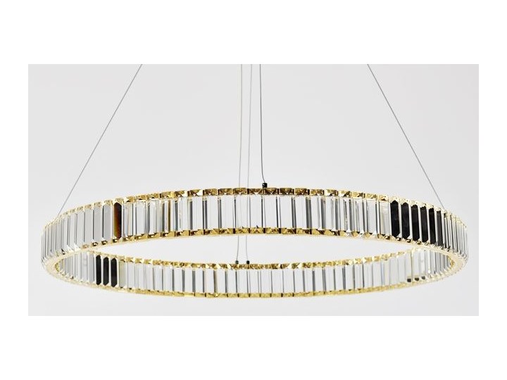 MCODO :: Kryształowy złoty żyrandol led Prisma 48W z barwą ciepłą 3000K ring 80cm Lampa z kloszem Styl Nowoczesny Lampa LED Metal Lampa z kryształkami Styl Klasyczny