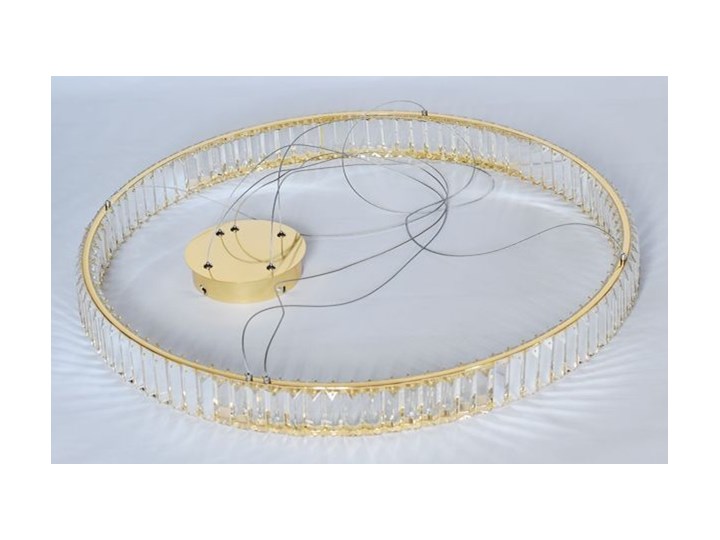 MCODO :: Kryształowy złoty żyrandol led Prisma 48W z barwą ciepłą 3000K ring 80cm Metal Lampa z kryształkami Lampa z kloszem Lampa LED Styl Klasyczny