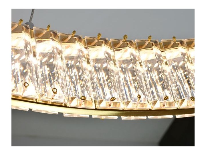 MCODO :: Kryształowy złoty żyrandol led Prisma 48W z barwą ciepłą 3000K ring 80cm Metal Lampa z kryształkami Lampa LED Styl Klasyczny Lampa z kloszem Styl Nowoczesny