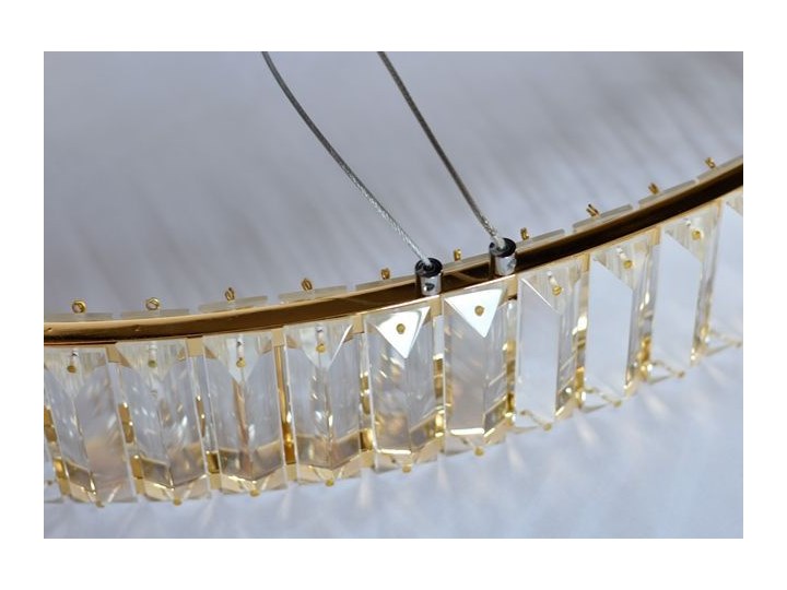 MCODO :: Kryształowy złoty żyrandol led Prisma 60W z barwą ciepłą 3000K z podwójnymi ringami 60 i 40cm Lampa z kryształkami Chrom Metal Kategoria Lampy wiszące
