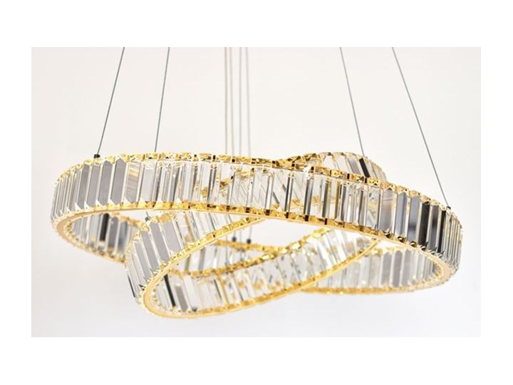 MCODO :: Kryształowy złoty żyrandol led Prisma 60W z barwą ciepłą 3000K z podwójnymi ringami 60 i 40cm Lampa z kryształkami Chrom Metal Kategoria Lampy wiszące