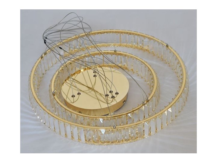 MCODO :: Kryształowy złoty żyrandol led Prisma 60W z barwą ciepłą 3000K z podwójnymi ringami 60 i 40cm Chrom Lampa z kryształkami Metal Kategoria Lampy wiszące Styl Klasyczny
