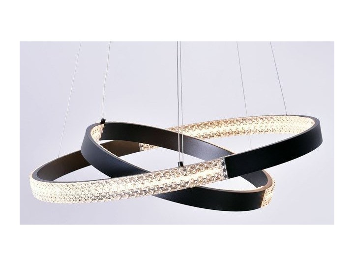 MCODO :: Nowoczesna lampa led Luna czarna o mocy 60W z barwą ciepłą 3000K 60cm Tworzywo sztuczne Lampa z kloszem Metal Styl Nowoczesny