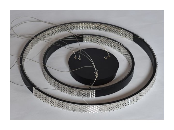 MCODO :: Nowoczesna lampa led Luna czarna o mocy 60W z barwą ciepłą 3000K 60cm Lampa z kloszem Kolor Czarny Metal Tworzywo sztuczne Styl Nowoczesny