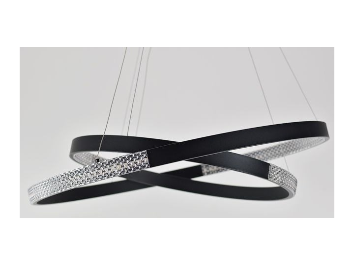 MCODO :: Nowoczesna lampa led Luna czarna o mocy 85W z barwą ciepłą 3000K 80cm Tworzywo sztuczne Metal Lampa z kloszem Kolor Czarny