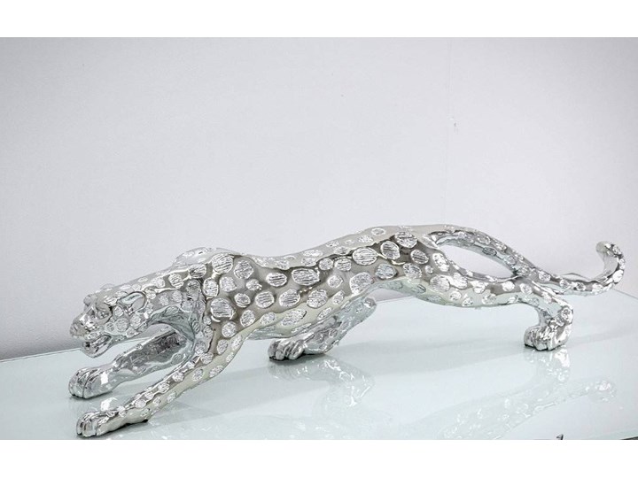 Srebrna figurka Gepard 76x15x21 cm Zwierzęta Żywica Kolor Srebrny