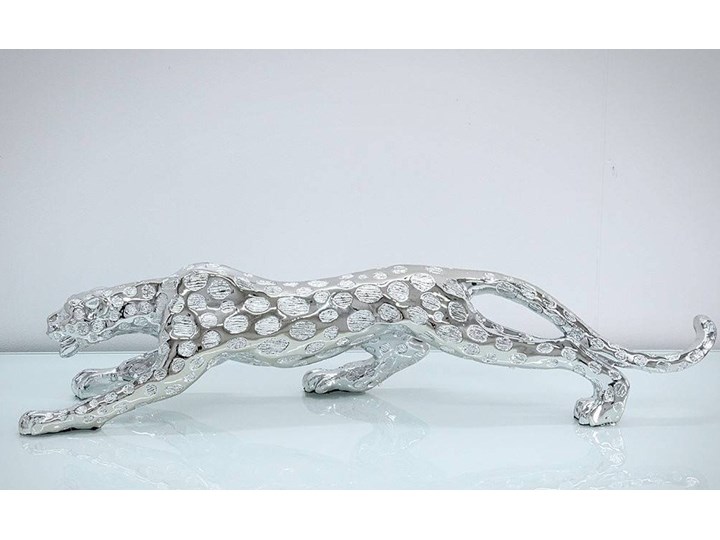 Srebrna figurka Gepard 76x15x21 cm Żywica Kolor Srebrny Zwierzęta Kategoria Figury i rzeźby
