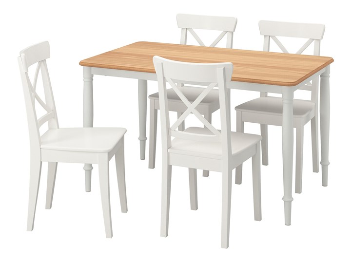 IKEA DANDERYD / INGOLF Stół i 4 krzesła, okl dęb biały/biały, 130x80 cm Kategoria Stoły z krzesłami Pomieszczenie Jadalnia