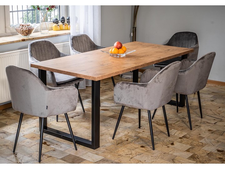Rozkładany stół do jadalni w stylu skandynawskim 160x260x90 - FIORD - Dąb Wysokość 75 cm Pomieszczenie Stoły do jadalni Drewno Sosna Metal Szerokość 260 cm Płyta MDF Długość 160 cm Rozkładanie