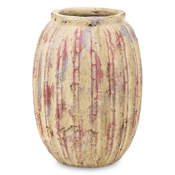 SAMANTA wazon z terakoty beżowy z czerwonymi przebarwieniami, wys. 26 cm