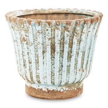 ABBA osłonka ceramiczna brązowa z niebieskimi przetarciami, wys. 17 cm