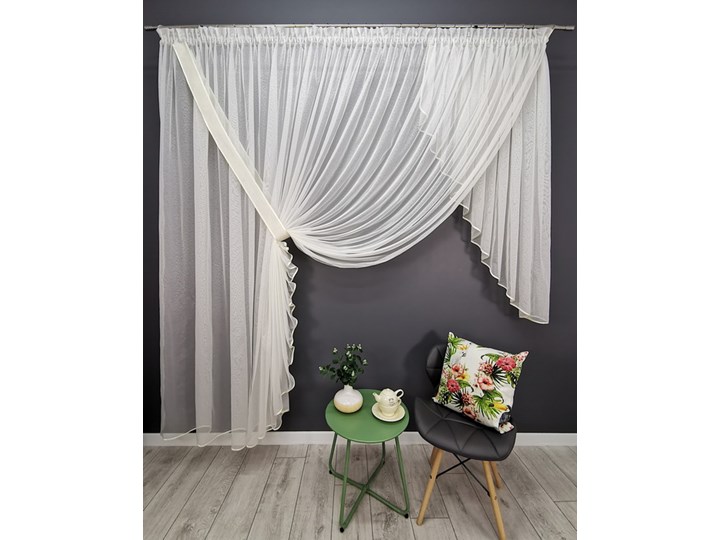 Firana gotowa 450x250 markizeta podpinana na szelce FE01348 Kremowy 450x250 cm Firana kopertowa Typ Firany gotowe Poliester Kolor Biały