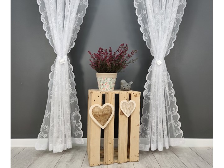 Firana gotowa 150x250 żakard kwiatuszki ozdobne boki F-FE94095 Poliester 250x150 cm Mocowanie Taśma