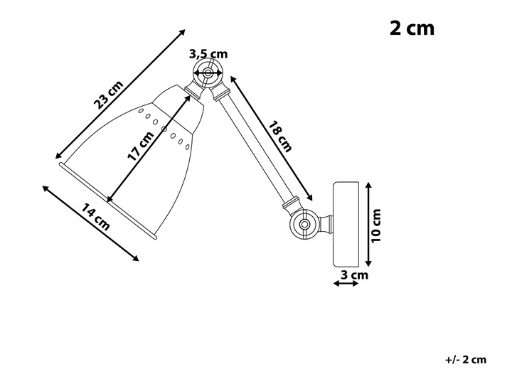 Beliani Komplet 2 kinkietów srebrny metalowy ø 14 cm okrągły regulowane ramię klosz industrialny Kinkiet z kloszem Styl Nowoczesny