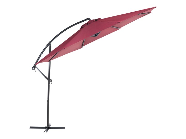 Parasol ogrodowy burgundowy na wysięgniku Ø300 cm podwieszany ciemnoszara stalowa rama Kategoria Parasole ogrodowe Parasole Kolor Czerwony