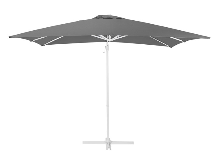Parasol ogrodowy szary na wysięgniku 250 x 250 cm podwieszany biała aluminiowa rama Kolor Biały