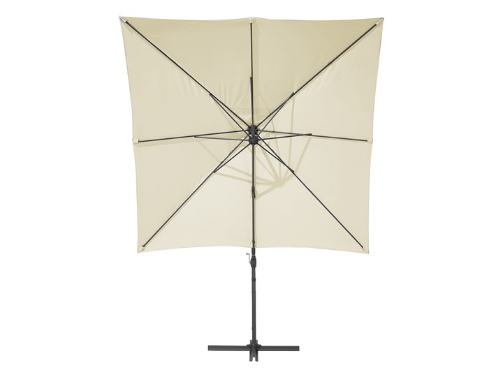 Parasol ogrodowy jasnobeżowy na wysięgniku 250 x 250 cm podwieszany ciemnoszara aluminiowa rama Kolor Szary Kategoria Parasole ogrodowe