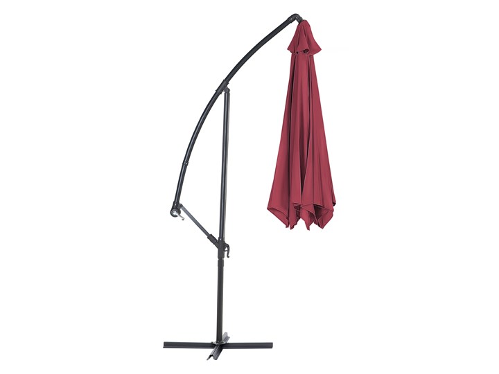 Parasol ogrodowy burgundowy na wysięgniku Ø300 cm podwieszany ciemnoszara stalowa rama Parasole Kolor Czerwony Kategoria Parasole ogrodowe