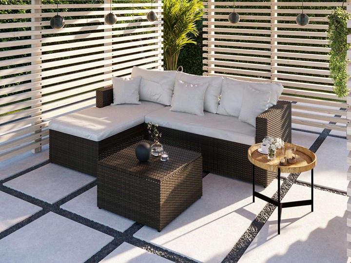 Meble ogrodowe brązowy technorattan 1031 Zestawy wypoczynkowe Zawartość zestawu Sofa