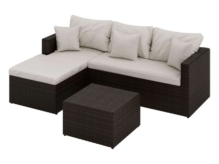 Narożnik z pufą na taras lub do ogrodu z technorattanu - brązowy -1031 Zestawy wypoczynkowe Zawartość zestawu Sofa
