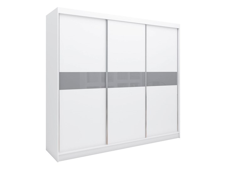 Biało-szara szafa na ubrania do przedpokoju TOKIO 240 cm szkło lacobel Wysokość 216 cm Płyta laminowana Stal Płyta MDF Styl Nowoczesny
