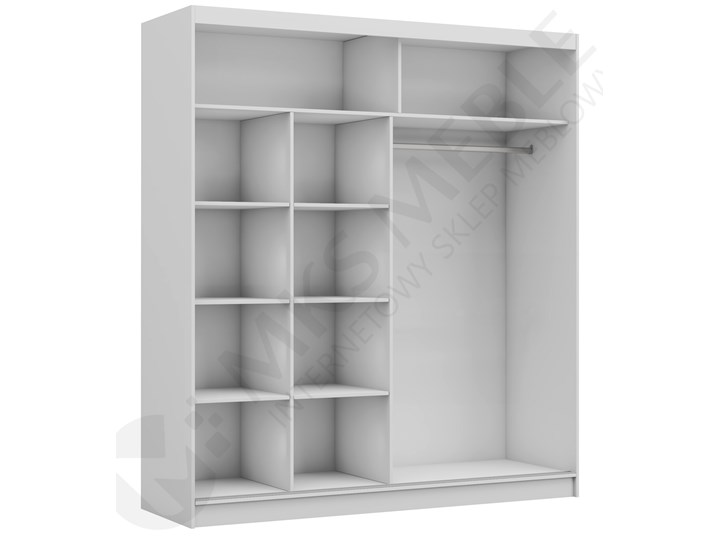 Szafa przesuwna biała lacobel 200 cm WALENCJA szybka dostawa Płyta laminowana Stal Płyta MDF Wysokość 216 cm Styl Nowoczesny