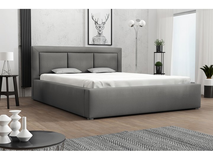 Łóżko tapicerowane szare MADERA 200x200cm Pojemnik na pościel Bez pojemnika