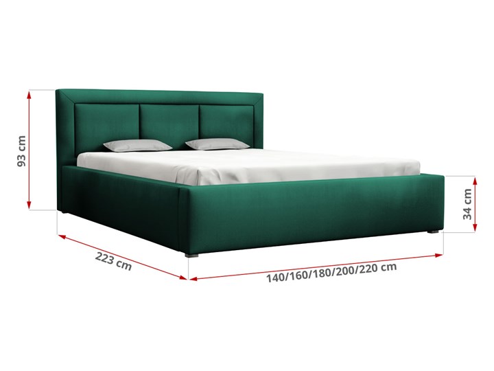 Łóżko tapicerowane butelkowa zieleń MADERA 180x200cm Pojemnik na pościel Z pojemnikiem