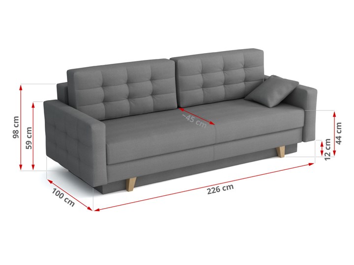 Sofa skandynawska z funkcją spania - ITALIA butelkowa zieleń Głębokość 145 cm Styl Klasyczny Głębokość 100 cm Szerokość 226 cm Funkcje Z pojemnikiem na pościel
