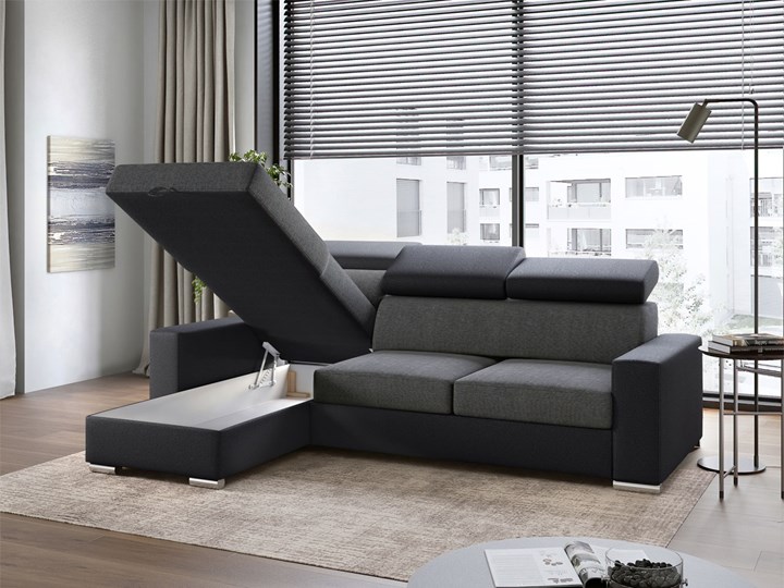 Rozkładany narożnik FOX z funkcją spania i regulowanymi zagłówkami Szerokość 242 cm Wysokość 42 cm Materiał obicia Skóra ekologiczna