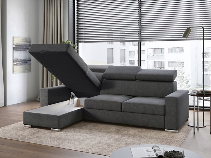 Rozkładany narożnik FOX z funkcją spania i regulowanymi zagłówkami Wysokość 42 cm Szerokość 242 cm Styl Nowoczesny