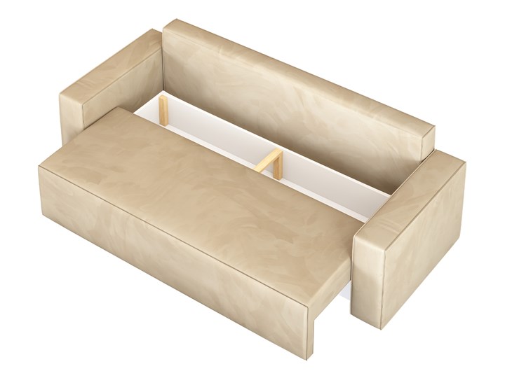 Sofa KLARA rozkładana z pojemnikiem na pościel w kolorze kremowym Szerokość 240 cm Funkcje Z funkcją spania Głębokość 87 cm Materiał obicia Tkanina